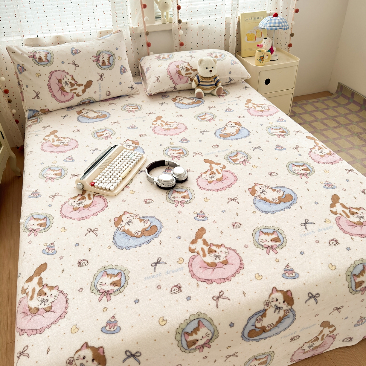 91家纺网 家纺一手货源 找家纺 （总）沐芷 2025 A类牛奶绒床单高克重加厚床单单件加绒床单三件套珊瑚绒 提供买家秀（下载文件包，包含买家秀）