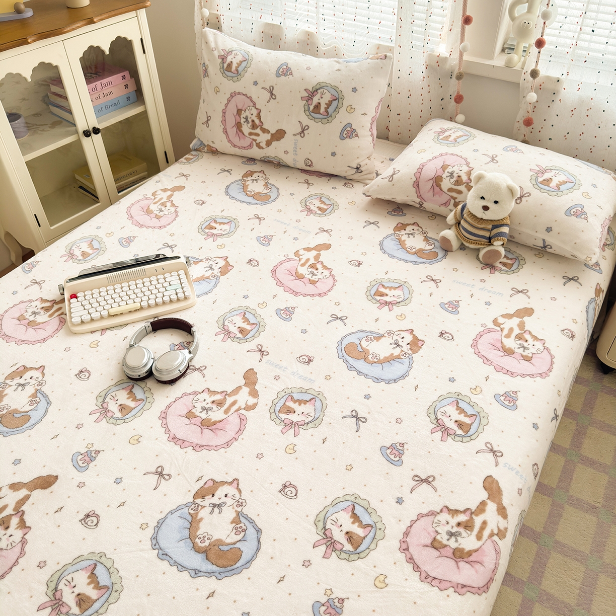 91家纺网 家纺一手货源 找家纺 （总）沐芷 2025 A类牛奶绒床单高克重加厚床单单件加绒床单三件套珊瑚绒 提供买家秀（下载文件包，包含买家秀）