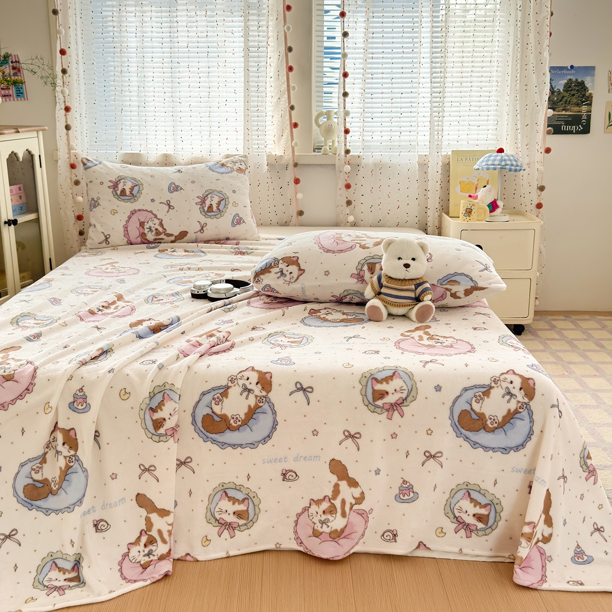 91家纺网 家纺一手货源 找家纺 （总）沐芷 2025 A类牛奶绒床单高克重加厚床单单件加绒床单三件套珊瑚绒 提供买家秀（下载文件包，包含买家秀）