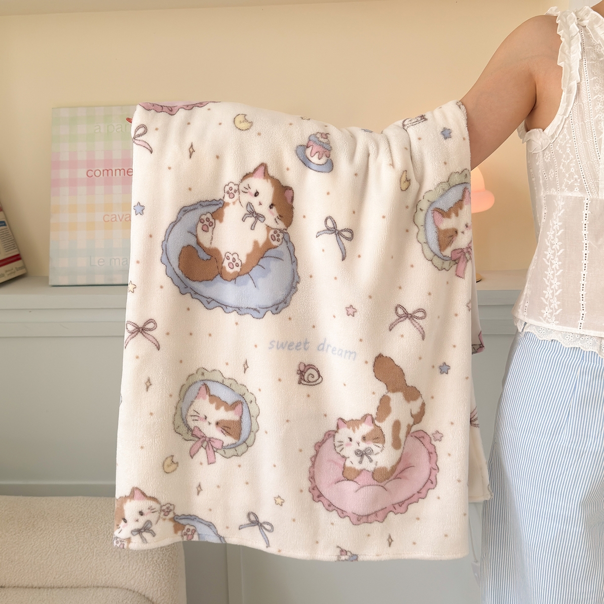 91家纺网 家纺一手货源 找家纺 沐芷 2025 A类牛奶绒毛毯印花盖毯毛毯午休毯卡通多功能沙发毯空调毯 提供买家秀（下载文件包，包含买家秀） 【绒】猫咪礼物