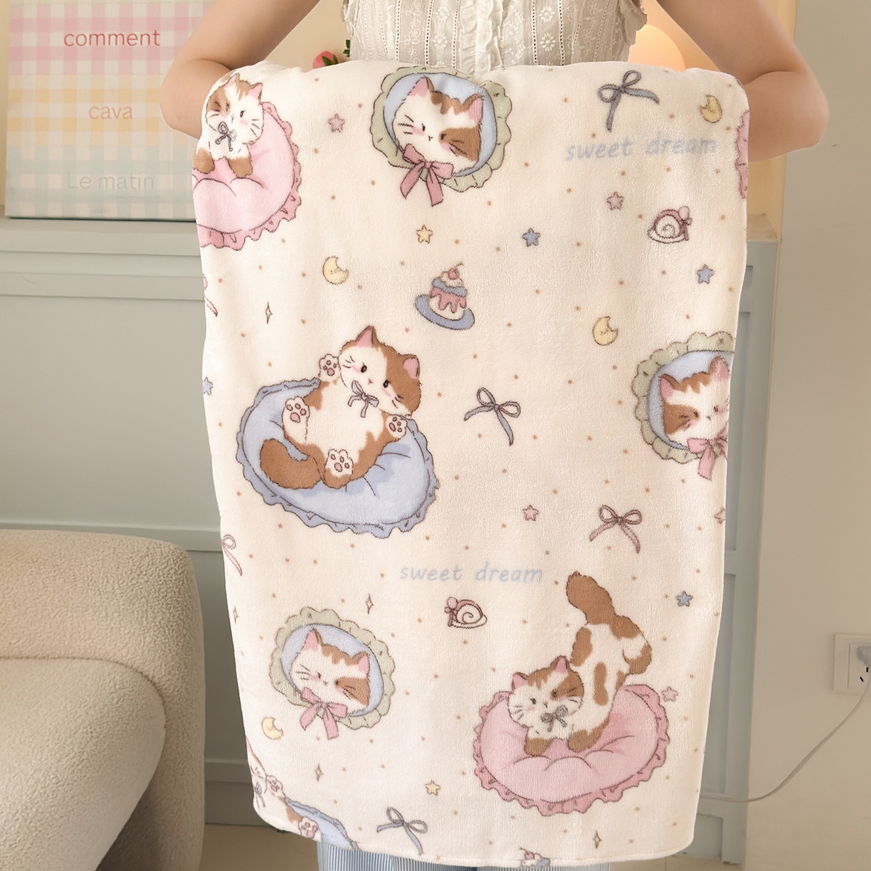 91家纺网 家纺一手货源 找家纺 沐芷 2025 A类牛奶绒毛毯印花盖毯毛毯午休毯卡通多功能沙发毯空调毯 提供买家秀（下载文件包，包含买家秀） 【绒】猫咪礼物
