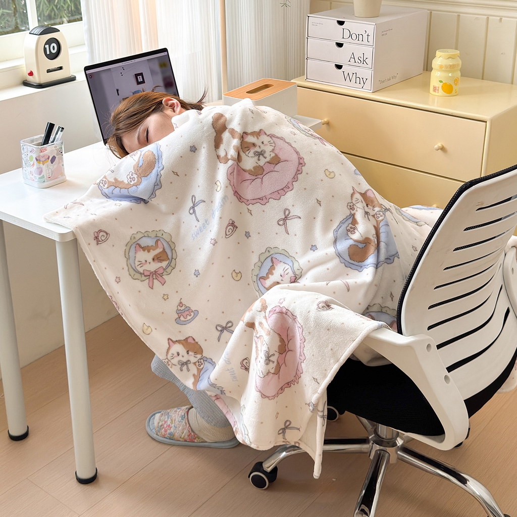 91家纺网 家纺一手货源 找家纺 沐芷 2025 A类牛奶绒毛毯印花盖毯毛毯午休毯卡通多功能沙发毯空调毯 提供买家秀（下载文件包，包含买家秀） 【绒】猫咪礼物