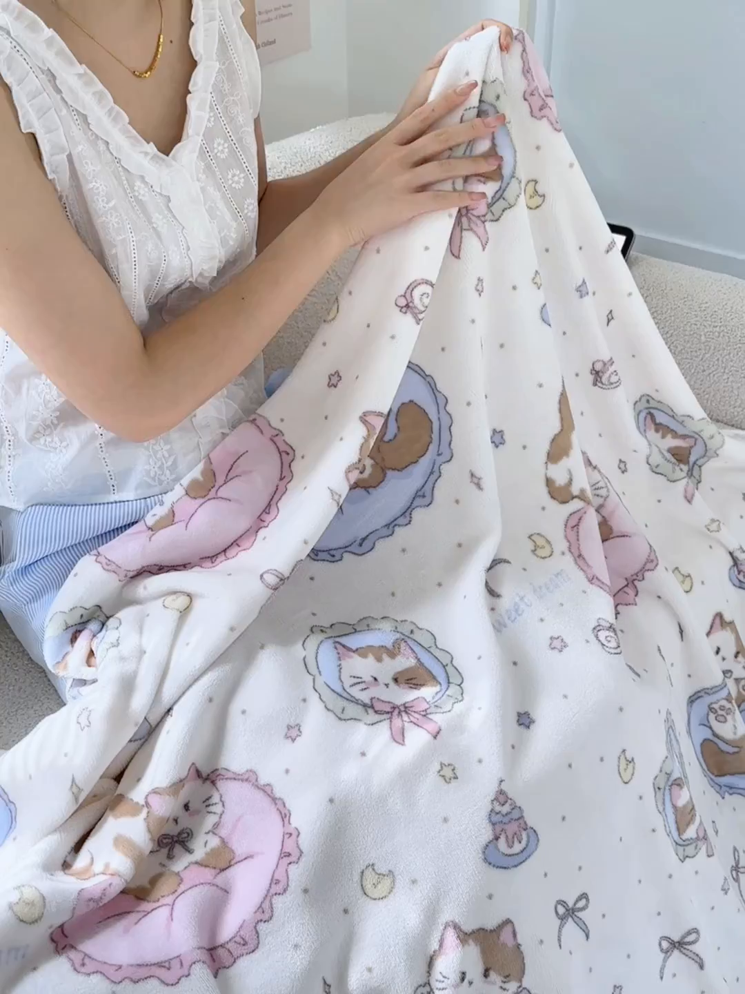 91家纺网 家纺一手货源 找家纺 沐芷 2025 A类牛奶绒毛毯印花盖毯毛毯午休毯卡通多功能沙发毯空调毯 提供买家秀（下载文件包，包含买家秀） 【绒】猫咪礼物