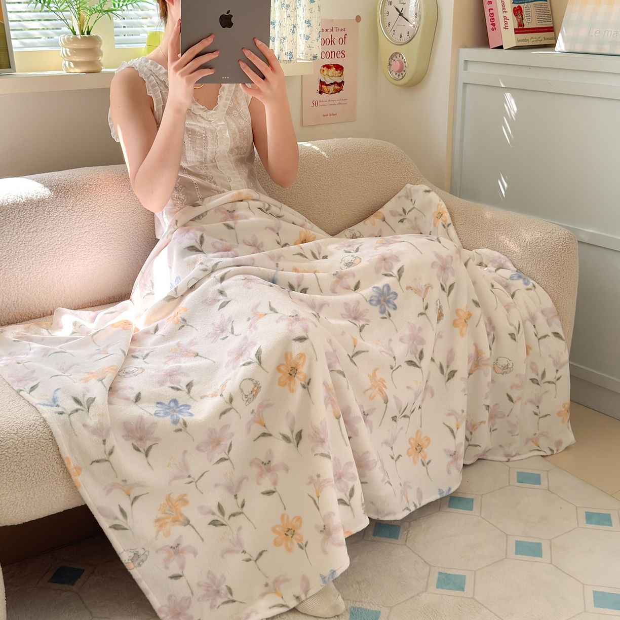 91家纺网 家纺一手货源 找家纺 沐芷 2025 A类牛奶绒毛毯印花盖毯毛毯午休毯卡通多功能沙发毯空调毯 提供买家秀（下载文件包，包含买家秀） 【绒】百合兔