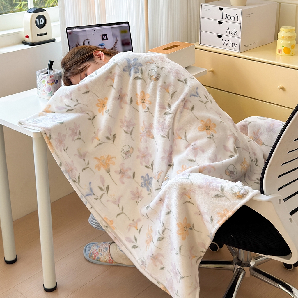 91家纺网 家纺一手货源 找家纺 沐芷 2025 A类牛奶绒毛毯印花盖毯毛毯午休毯卡通多功能沙发毯空调毯 提供买家秀（下载文件包，包含买家秀） 【绒】百合兔