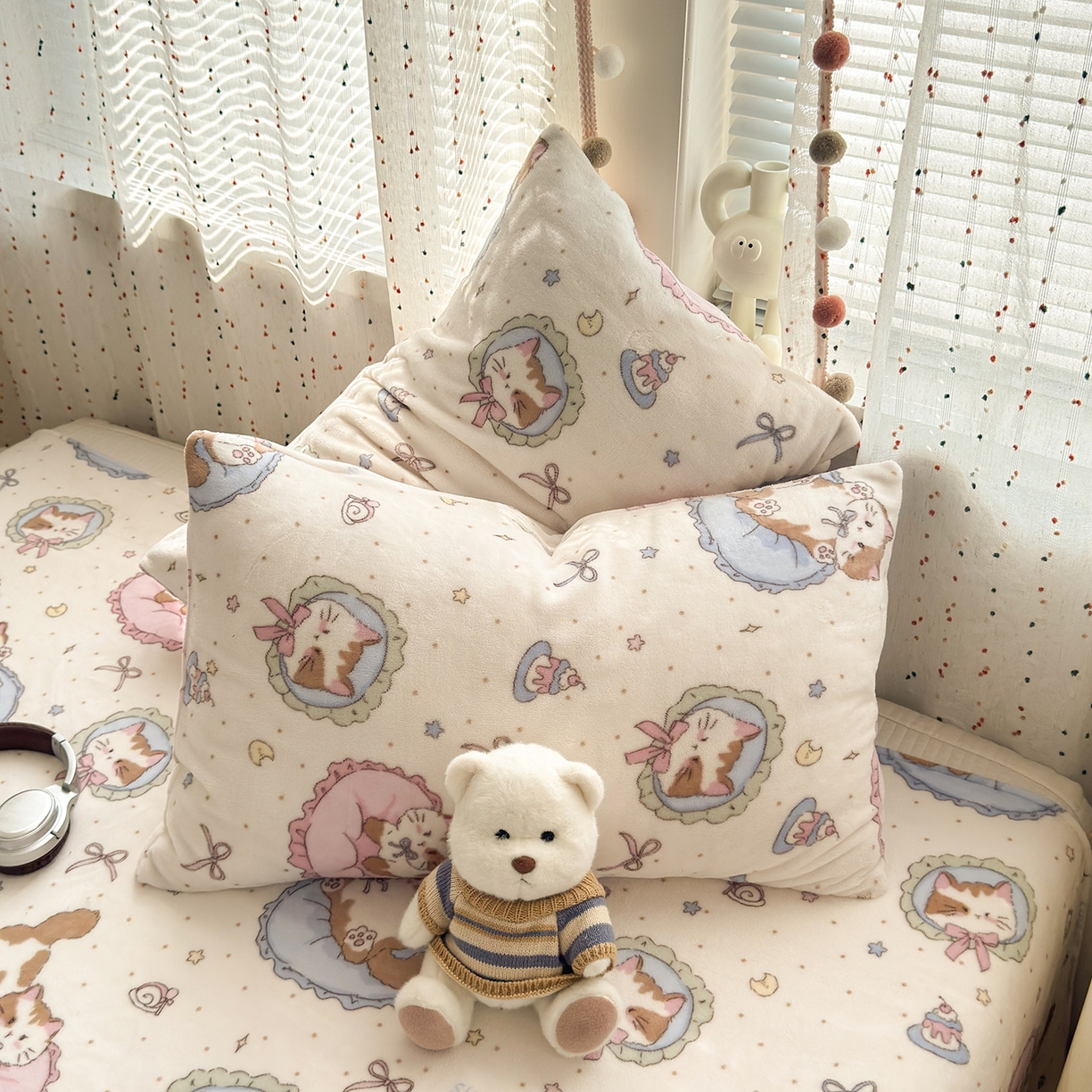 91家纺网 家纺一手货源 找家纺 沐芷 2025 A类牛奶绒床单高克重加厚床单单件加绒床单三件套珊瑚绒 提供买家秀（下载文件包，包含买家秀） 【绒】猫咪礼物