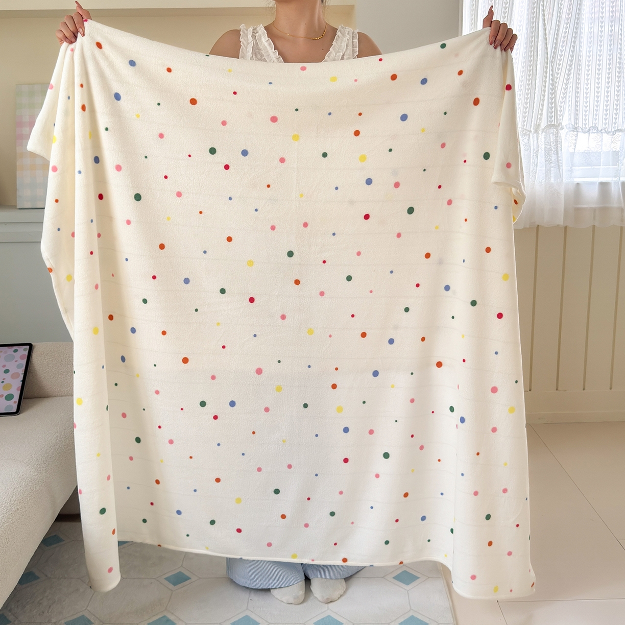 沐芷 2025 A类牛奶绒毛毯印花盖毯毛毯午休毯卡通多功能沙发毯空调毯 提供买家秀（下载文件包，包含买家秀） 【绒】彩色波点