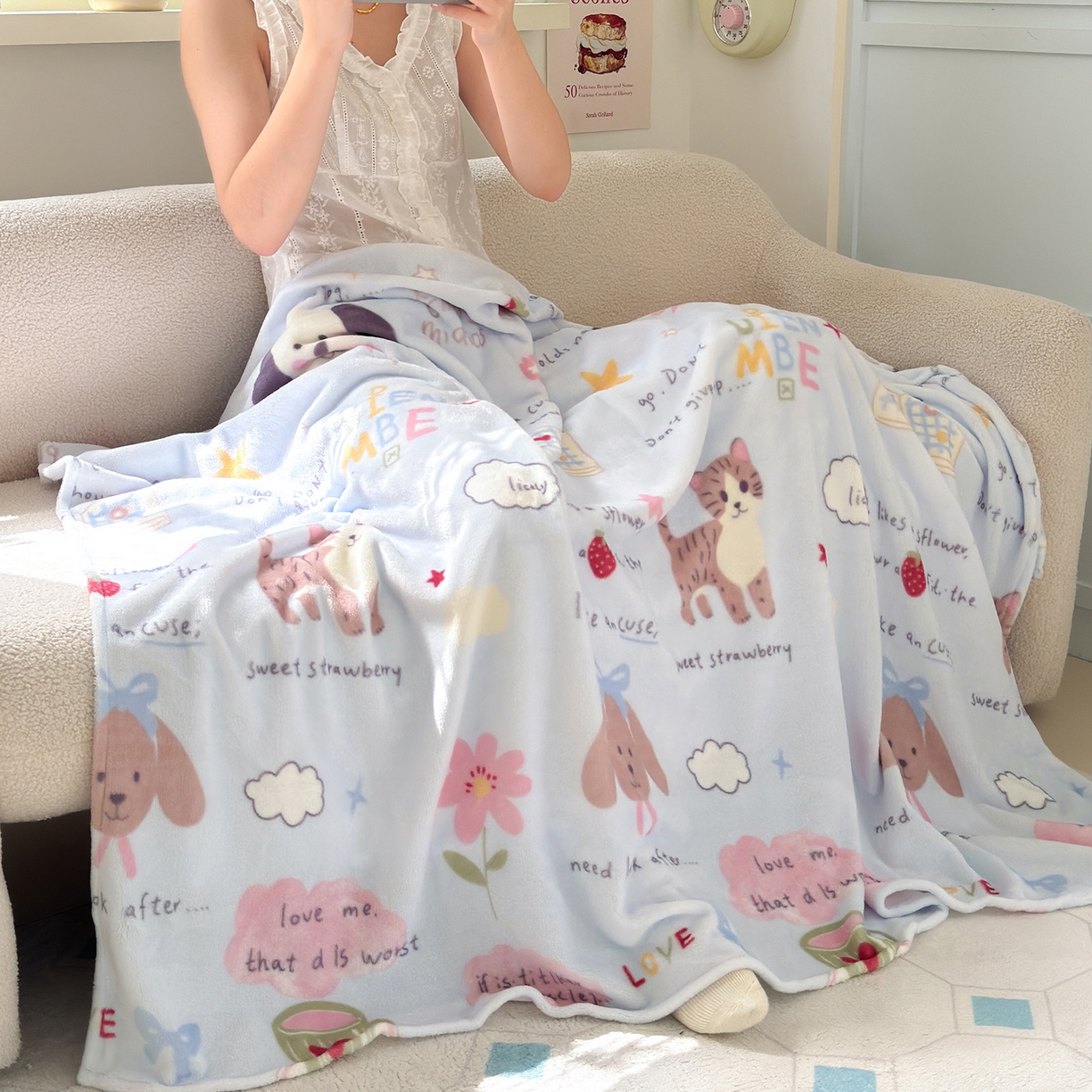 91家纺网 家纺一手货源 找家纺 沐芷 2025 A类牛奶绒毛毯印花盖毯毛毯午休毯卡通多功能沙发毯空调毯 提供买家秀（下载文件包，包含买家秀） 【绒】趣味课堂