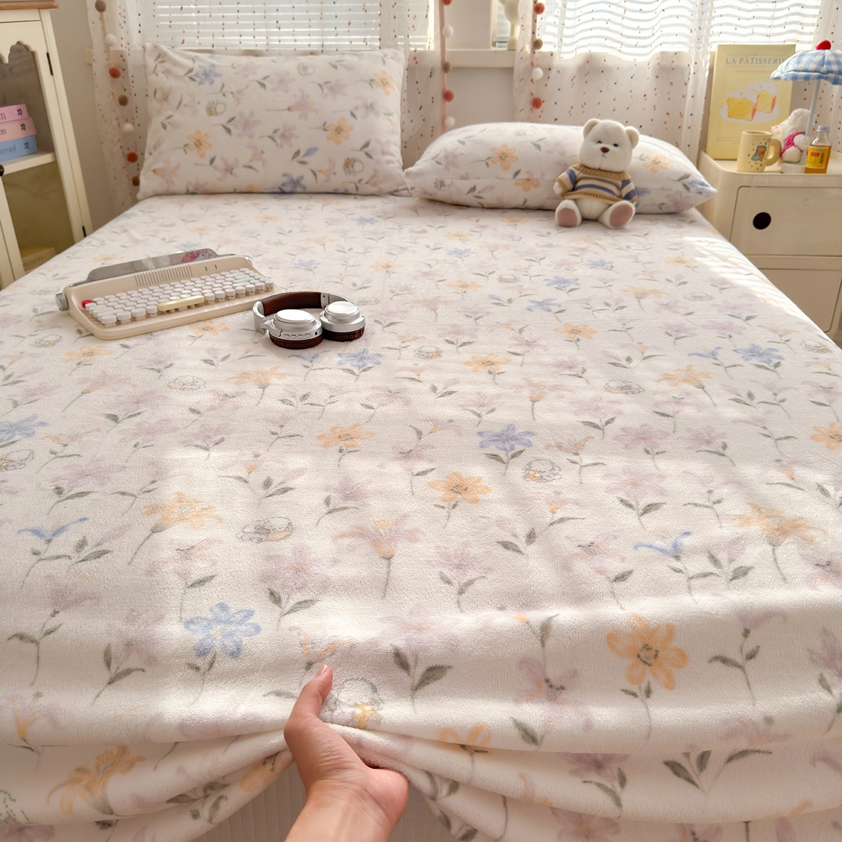 91家纺网 家纺一手货源 找家纺 沐芷 2025 A类牛奶绒床单高克重加厚床单单件加绒床单三件套珊瑚绒 提供买家秀（下载文件包，包含买家秀） 【绒】百合兔