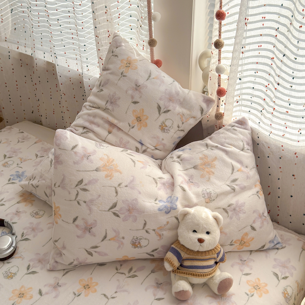 91家纺网 家纺一手货源 找家纺 沐芷 2025 A类牛奶绒床单高克重加厚床单单件加绒床单三件套珊瑚绒 提供买家秀（下载文件包，包含买家秀） 【绒】百合兔