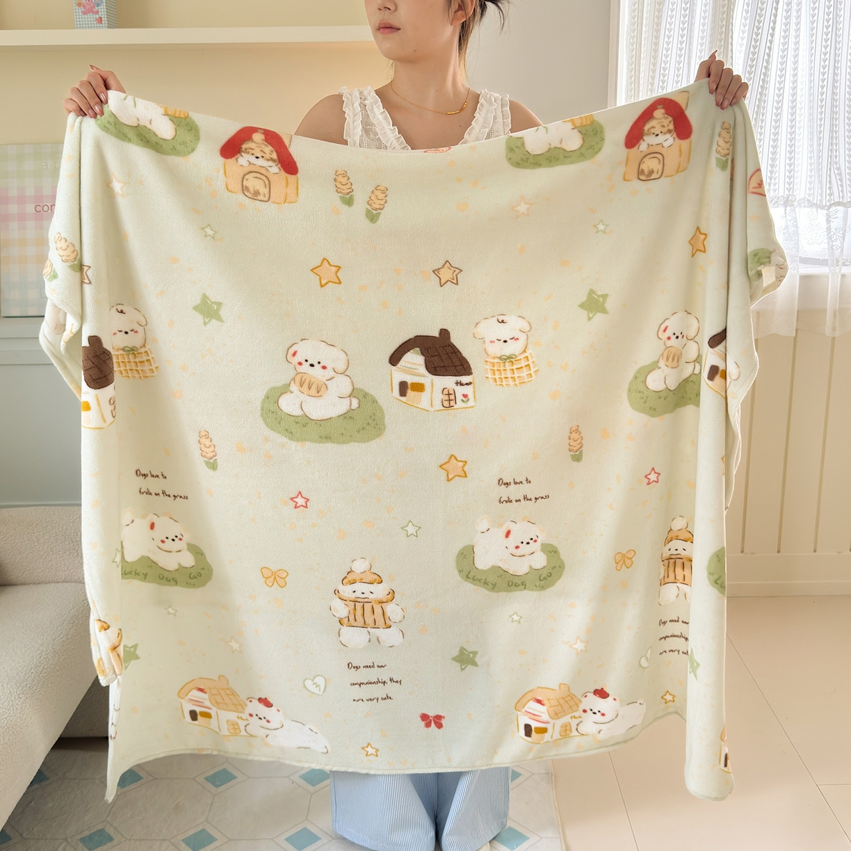 沐芷 2025 A类牛奶绒毛毯印花盖毯毛毯午休毯卡通多功能沙发毯空调毯 提供买家秀（下载文件包，包含买家秀） 【绒】奶萌修狗
