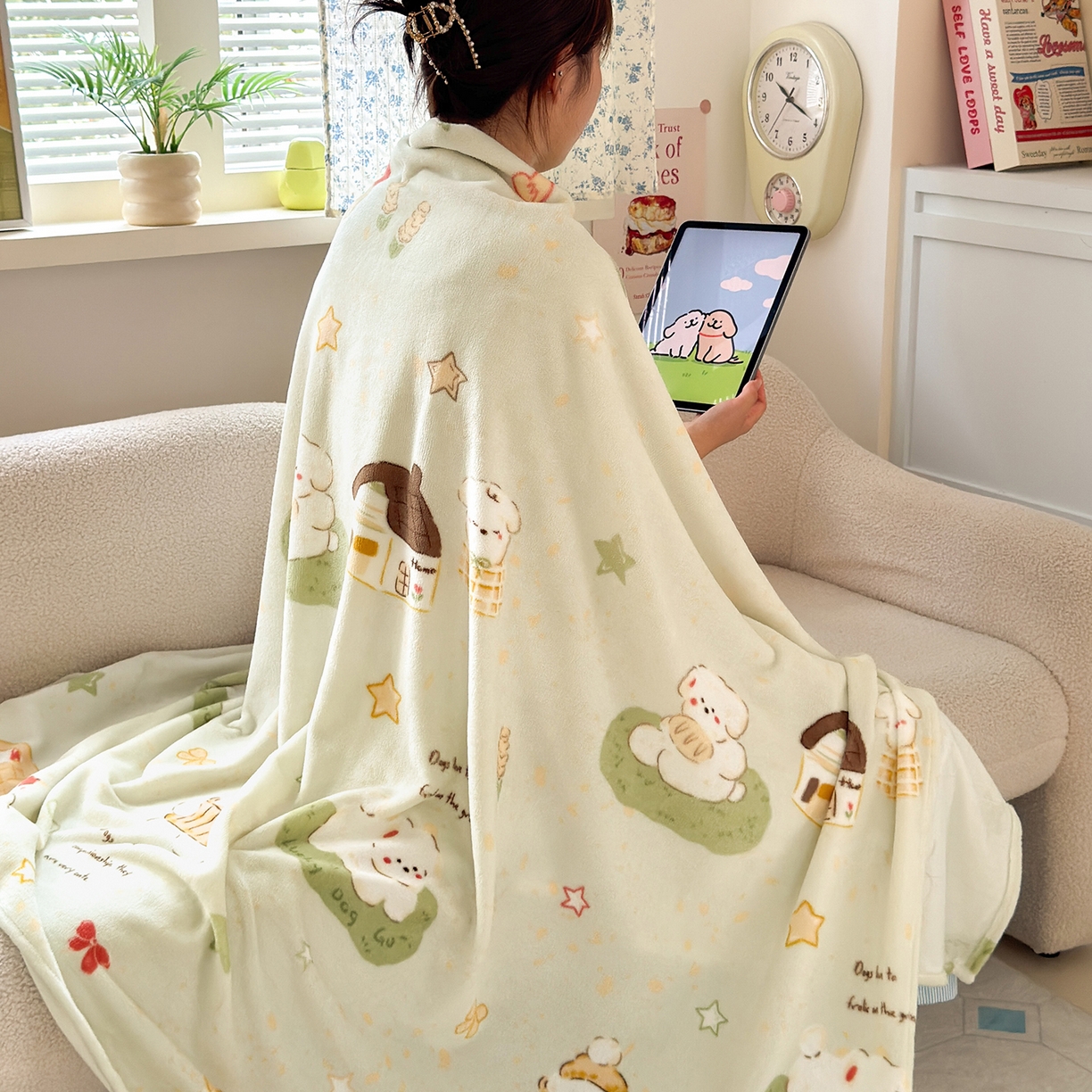 91家纺网 家纺一手货源 找家纺 沐芷 2025 A类牛奶绒毛毯印花盖毯毛毯午休毯卡通多功能沙发毯空调毯 提供买家秀（下载文件包，包含买家秀） 【绒】奶萌修狗