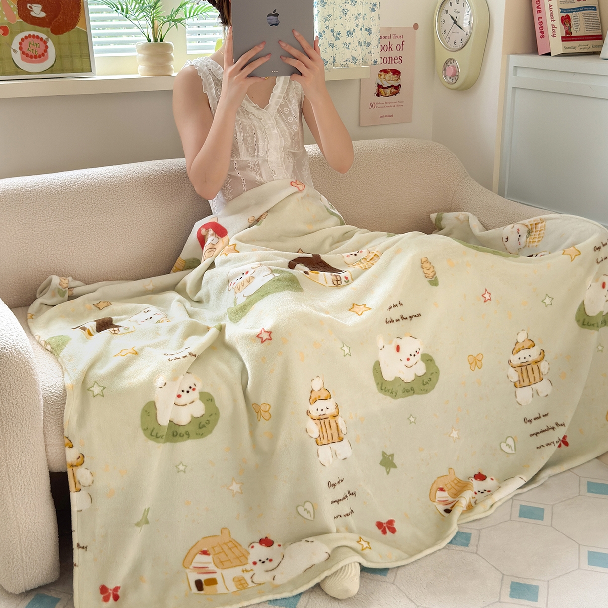 91家纺网 家纺一手货源 找家纺 沐芷 2025 A类牛奶绒毛毯印花盖毯毛毯午休毯卡通多功能沙发毯空调毯 提供买家秀（下载文件包，包含买家秀） 【绒】奶萌修狗