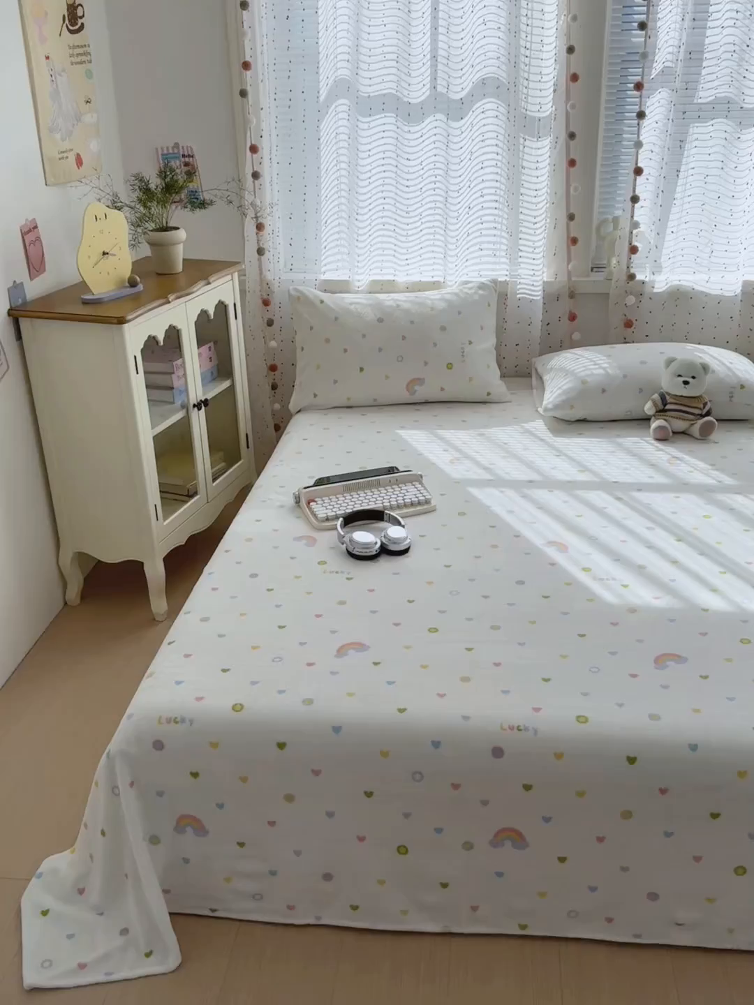 91家纺网 家纺一手货源 找家纺 沐芷 2025 A类牛奶绒床单高克重加厚床单单件加绒床单三件套珊瑚绒 提供买家秀（下载文件包，包含买家秀） 【绒】彩虹爱心