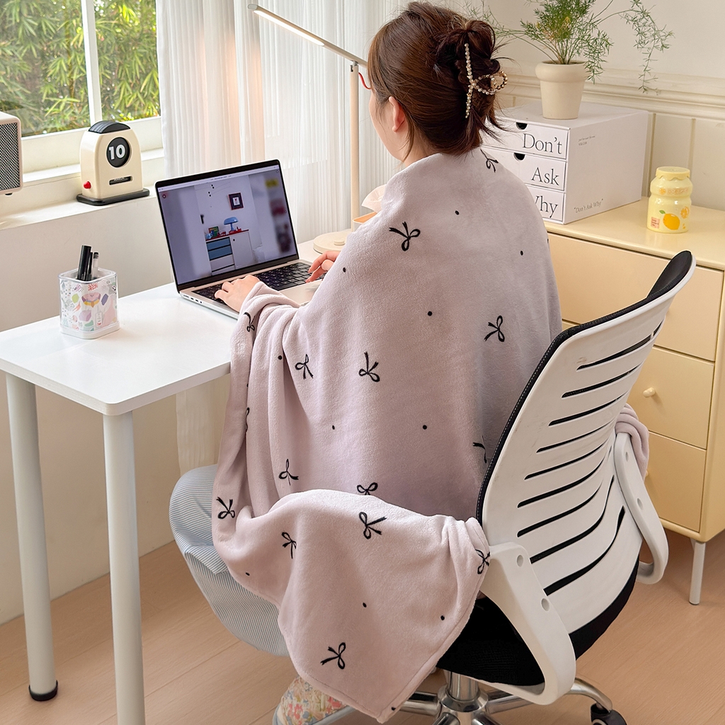 91家纺网 家纺一手货源 找家纺 沐芷 2025 A类牛奶绒毛毯印花盖毯毛毯午休毯卡通多功能沙发毯空调毯 提供买家秀（下载文件包，包含买家秀） 【绒】小蝴蝶结紫