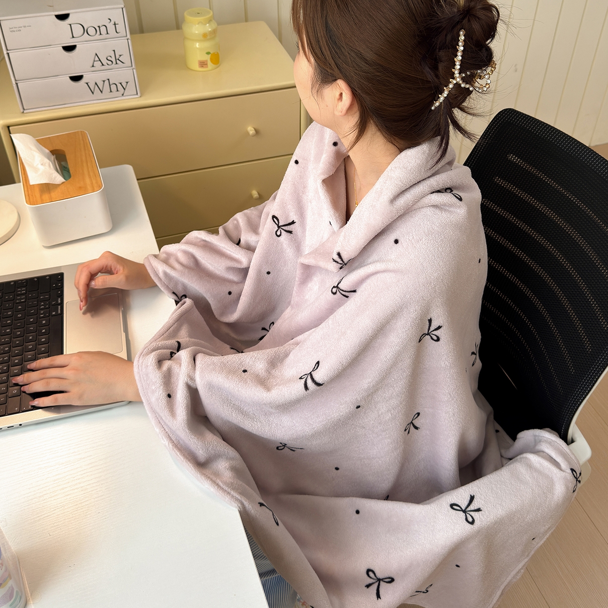 91家纺网 家纺一手货源 找家纺 沐芷 2025 A类牛奶绒毛毯印花盖毯毛毯午休毯卡通多功能沙发毯空调毯 提供买家秀（下载文件包，包含买家秀） 【绒】小蝴蝶结紫