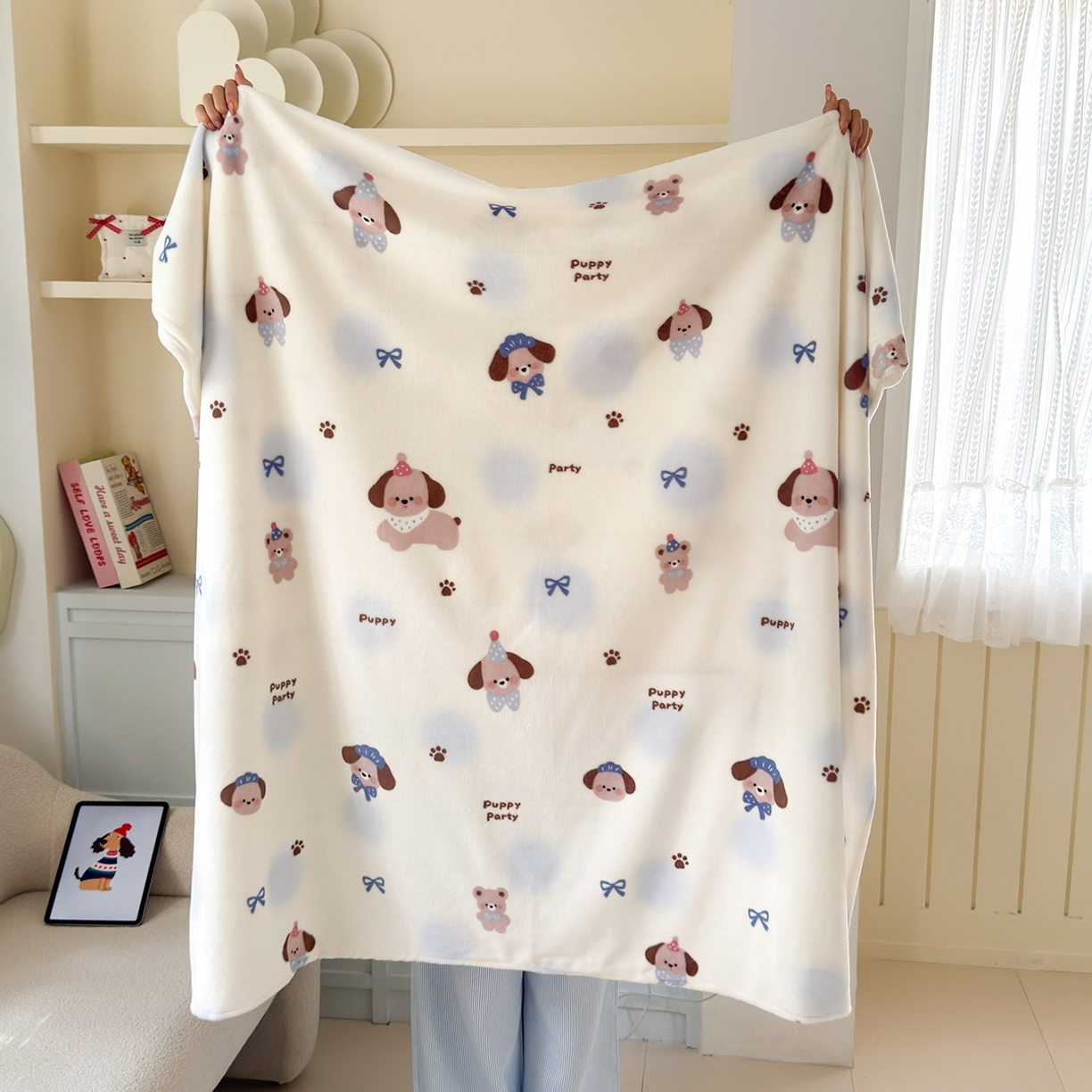 91家纺网 家纺一手货源 找家纺 沐芷 2025 A类牛奶绒毛毯印花盖毯毛毯午休毯卡通多功能沙发毯空调毯 提供买家秀（下载文件包，包含买家秀） 【绒】蓝波点印记