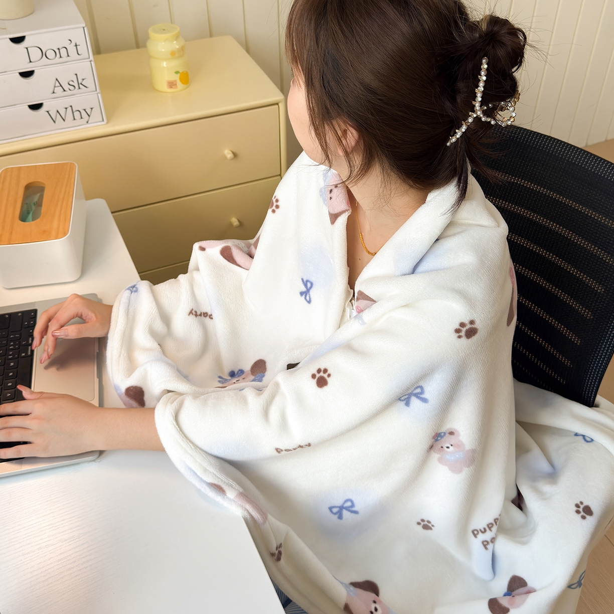 91家纺网 家纺一手货源 找家纺 沐芷 2025 A类牛奶绒毛毯印花盖毯毛毯午休毯卡通多功能沙发毯空调毯 提供买家秀（下载文件包，包含买家秀） 【绒】蓝波点印记