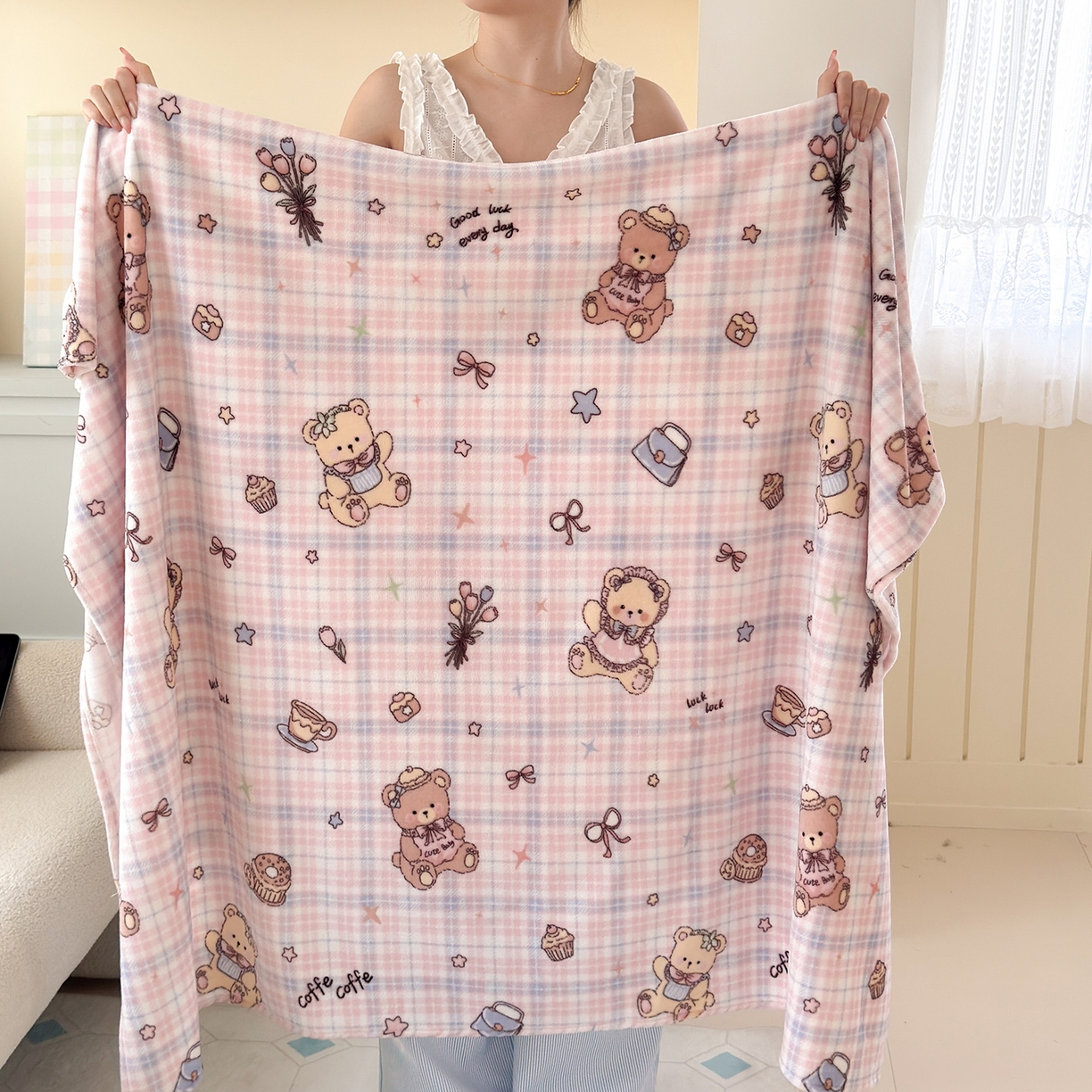 91家纺网 家纺一手货源 找家纺 沐芷 2025 A类牛奶绒毛毯印花盖毯毛毯午休毯卡通多功能沙发毯空调毯 提供买家秀（下载文件包，包含买家秀） 【绒】小熊紫