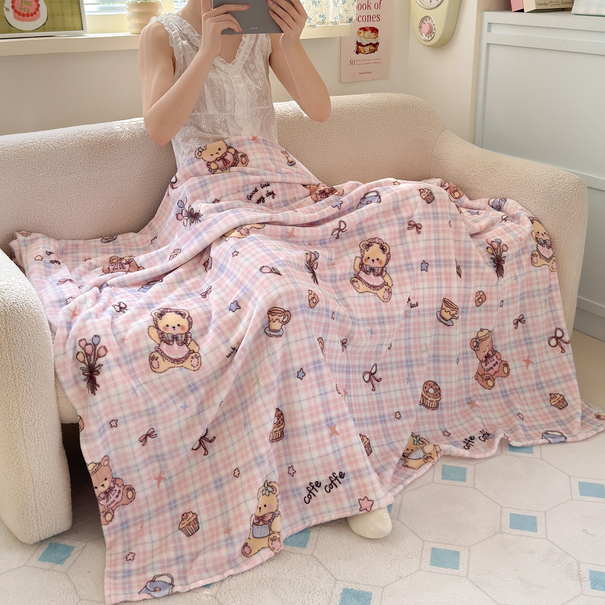 91家纺网 家纺一手货源 找家纺 沐芷 2025 A类牛奶绒毛毯印花盖毯毛毯午休毯卡通多功能沙发毯空调毯 提供买家秀（下载文件包，包含买家秀） 【绒】小熊紫