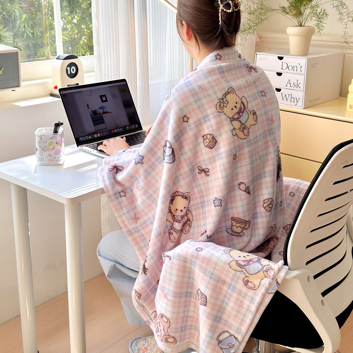 91家纺网 家纺一手货源 找家纺 沐芷 2025 A类牛奶绒毛毯印花盖毯毛毯午休毯卡通多功能沙发毯空调毯 提供买家秀（下载文件包，包含买家秀） 【绒】小熊紫