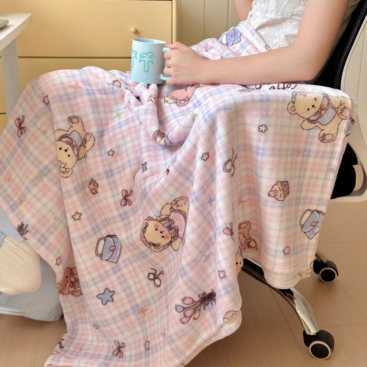 91家纺网 家纺一手货源 找家纺 沐芷 2025 A类牛奶绒毛毯印花盖毯毛毯午休毯卡通多功能沙发毯空调毯 提供买家秀（下载文件包，包含买家秀） 【绒】小熊紫