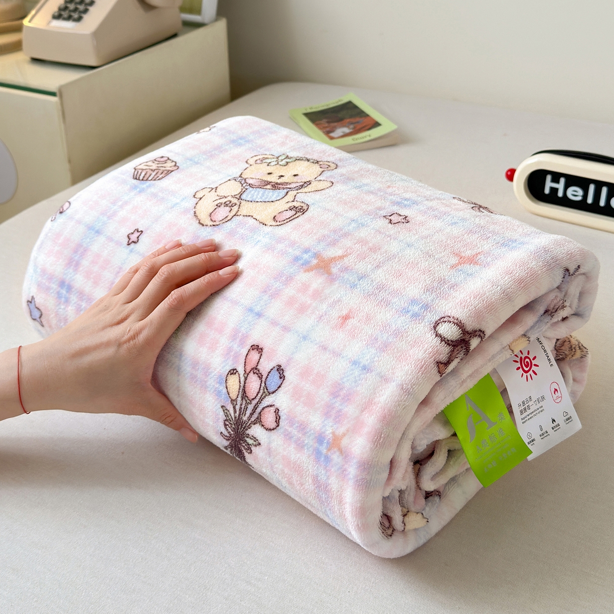 91家纺网 家纺一手货源 找家纺 沐芷 2025 A类牛奶绒毛毯印花盖毯毛毯午休毯卡通多功能沙发毯空调毯 提供买家秀（下载文件包，包含买家秀） 【绒】小熊紫