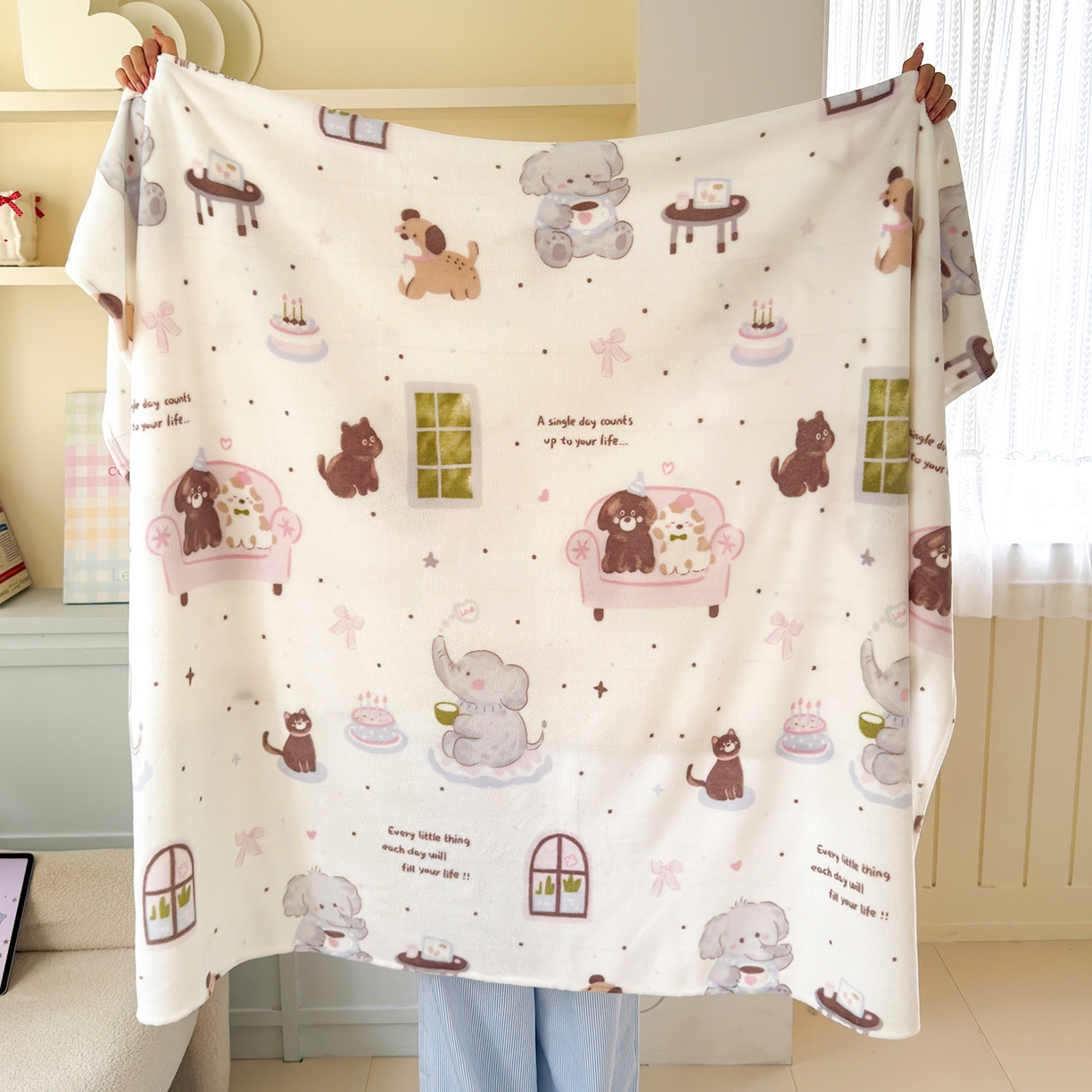 91家纺网 家纺一手货源 找家纺 沐芷 2025 A类牛奶绒毛毯印花盖毯毛毯午休毯卡通多功能沙发毯空调毯 提供买家秀（下载文件包，包含买家秀） 【绒】软萌小象