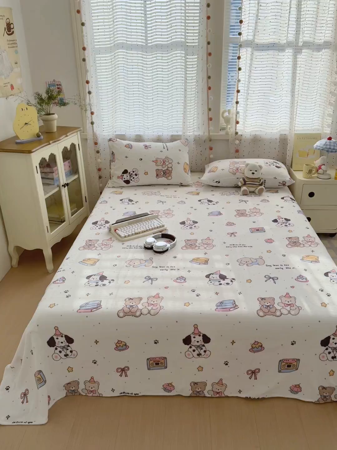 91家纺网 家纺一手货源 找家纺 沐芷 2025 A类牛奶绒床单高克重加厚床单单件加绒床单三件套珊瑚绒 提供买家秀（下载文件包，包含买家秀） 【绒】磁带熊仔