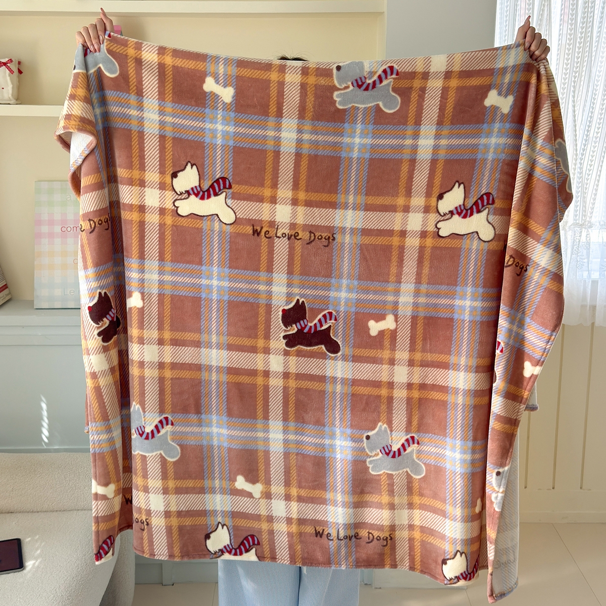 91家纺网 家纺一手货源 找家纺 沐芷 2025 A类牛奶绒毛毯印花盖毯毛毯午休毯卡通多功能沙发毯空调毯 提供买家秀（下载文件包，包含买家秀） 【绒】围脖咖咖