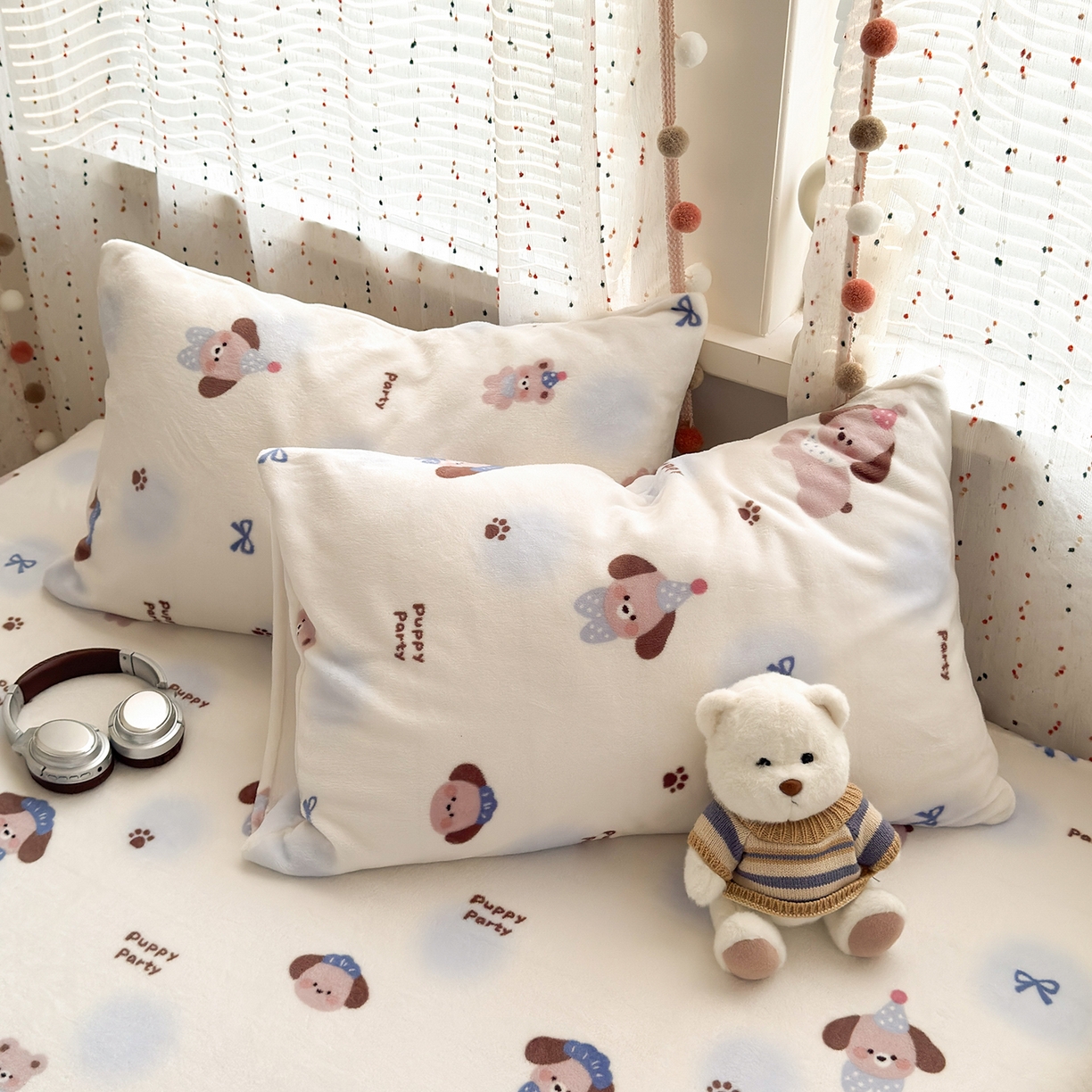 91家纺网 家纺一手货源 找家纺 沐芷 2025 A类牛奶绒床单高克重加厚床单单件加绒床单三件套珊瑚绒 提供买家秀（下载文件包，包含买家秀） 【绒】蓝波点印记