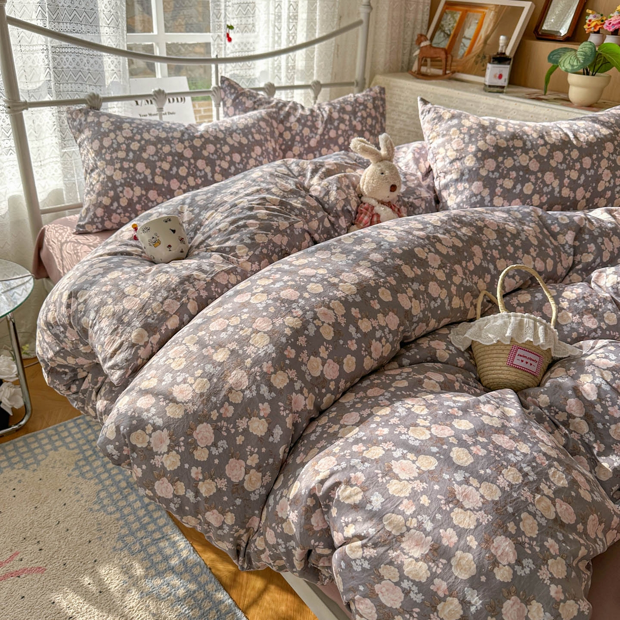 91家纺网 家纺一手货源 找家纺 （总）优选 2025新款加厚爆款小布袋韩国古法水洗棉床单学生三件套床笠款四件套