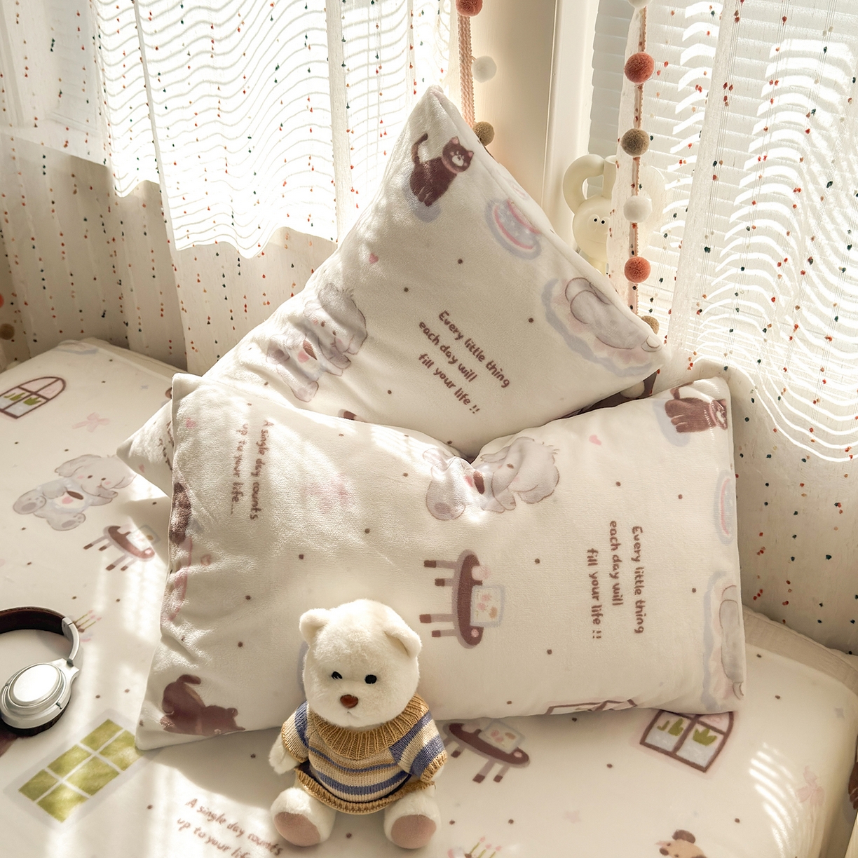 91家纺网 家纺一手货源 找家纺 沐芷 2025 A类牛奶绒床单高克重加厚床单单件加绒床单三件套珊瑚绒 提供买家秀（下载文件包，包含买家秀） 【绒】软萌小象