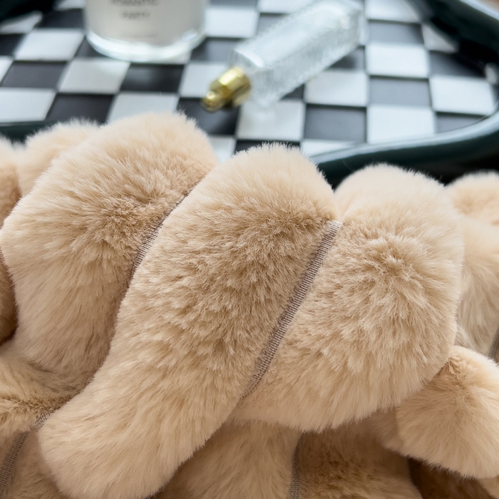 91家纺网 家纺一手货源 找家纺 印季家纺 2025新款立体剪花条纹兔毛绒四件套 卡其-灰