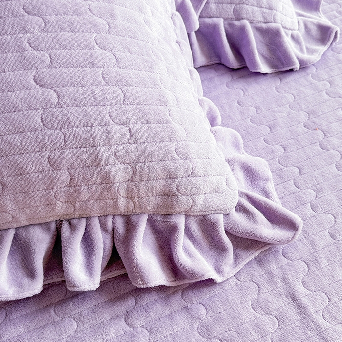 91家纺网 家纺一手货源 找家纺 唐人居 2025新款高克重牛奶绒花边夹棉四件套-蝴蝶纷飞 蝴蝶纷飞-浅紫