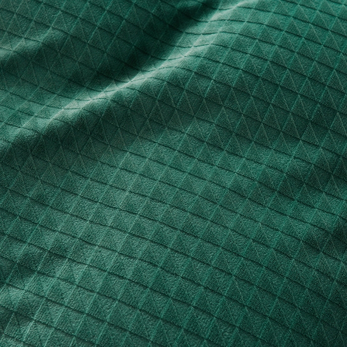 91家纺网 家纺一手货源 找家纺 印季家纺 2025新款华夫格三角格牛奶绒四件套 墨绿-灰