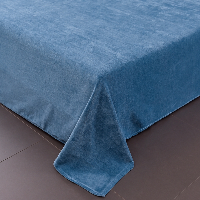 91家纺网 家纺一手货源 找家纺 印季家纺 2025新款华夫格三角格牛奶绒四件套 蓝灰