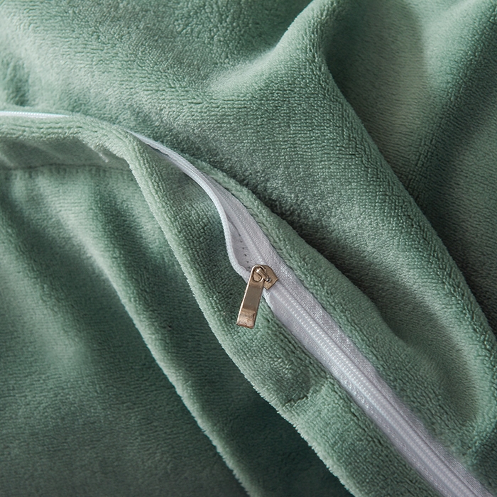 91家纺网 家纺一手货源 找家纺 印季家纺 2025新款华夫格三角格牛奶绒四件套 湖绿