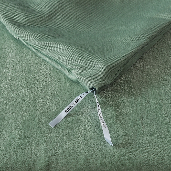 91家纺网 家纺一手货源 找家纺 印季家纺 2025新款华夫格三角格牛奶绒四件套 湖绿