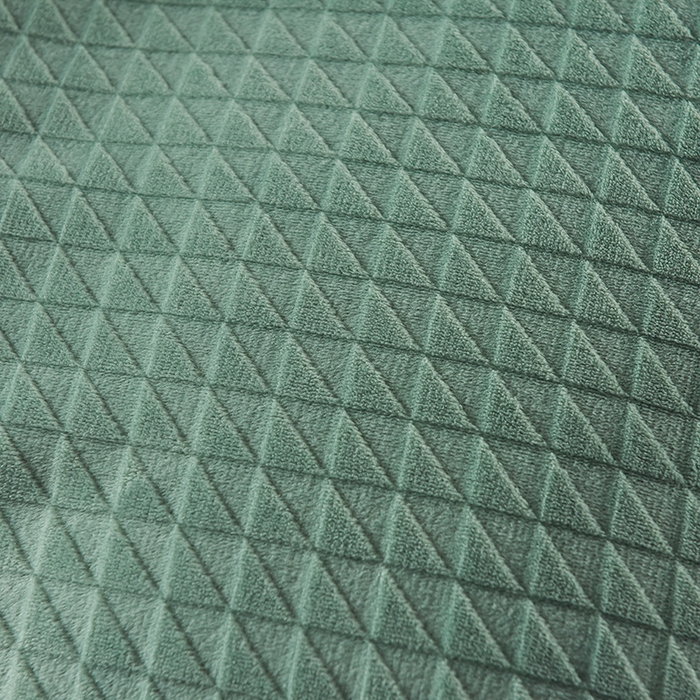 91家纺网 家纺一手货源 找家纺 印季家纺 2025新款华夫格三角格牛奶绒四件套 湖绿