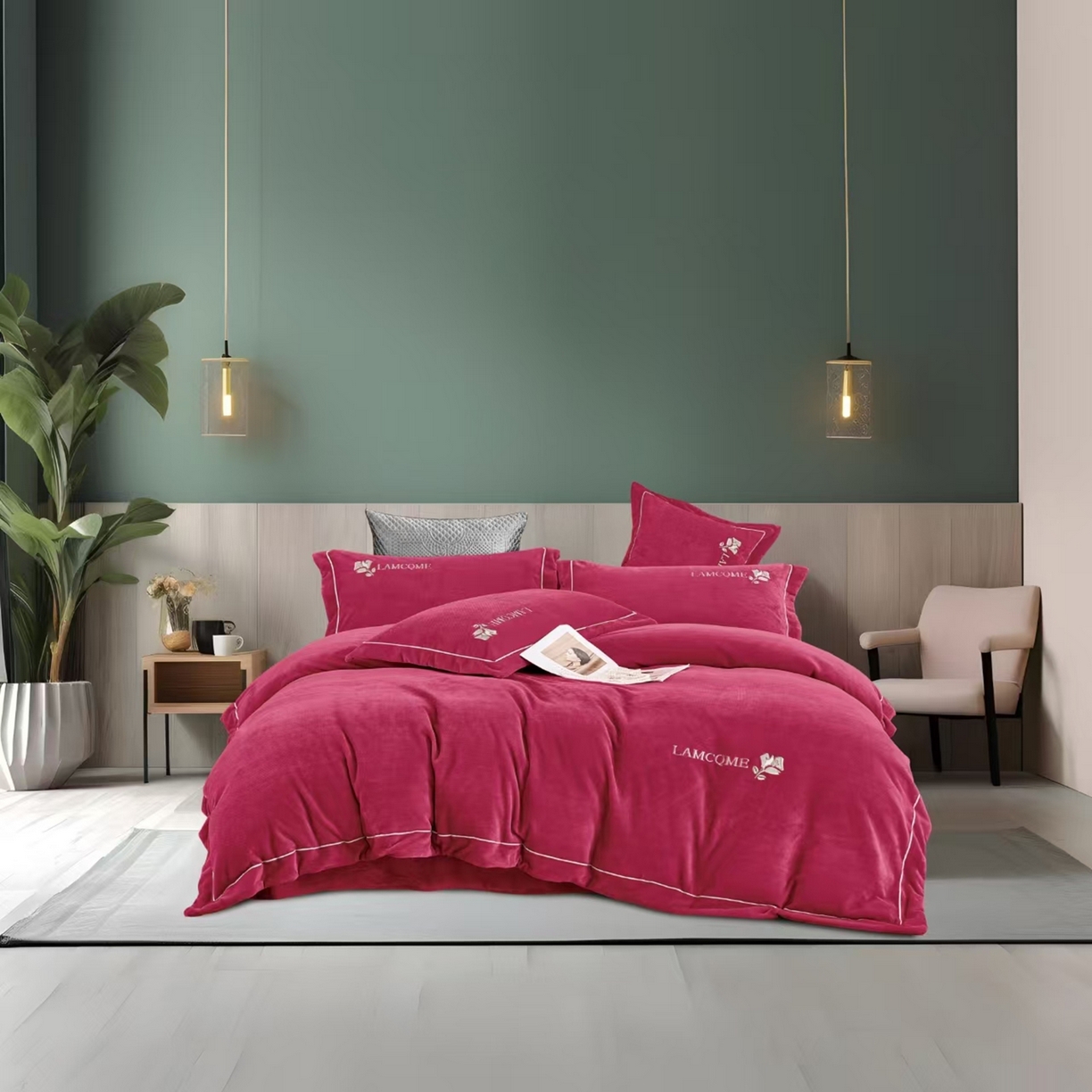 2025新款南苼肌理纹蚕丝绒四件套 玫韵丝绒