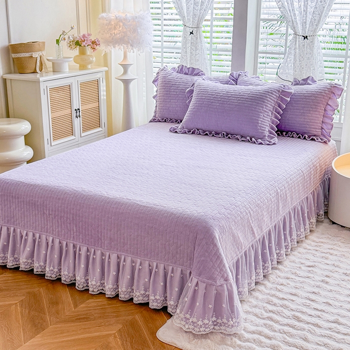 91家纺网 家纺一手货源 找家纺 （总）唐人居 2025新款高克重牛奶绒立体绣花床盖四件套-芬芳