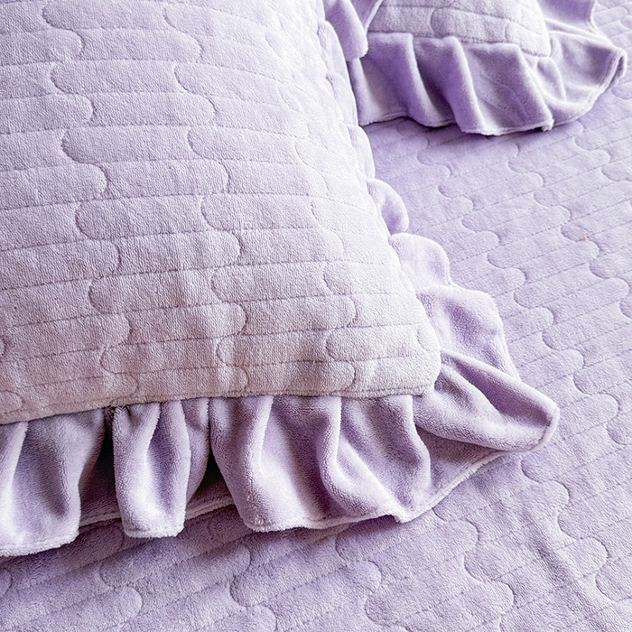 91家纺网 家纺一手货源 找家纺 唐人居 2025新款高克重牛奶绒立体绣花床盖四件套-芬芳 芬芳-浅紫