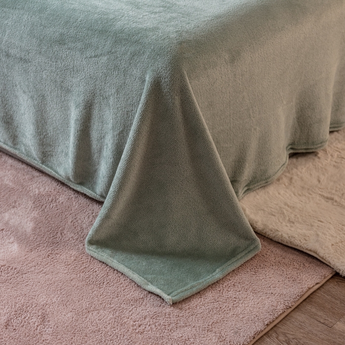 91家纺网 家纺一手货源 找家纺 印季家纺 2025新款华夫格牛奶绒花边四件套 湖绿