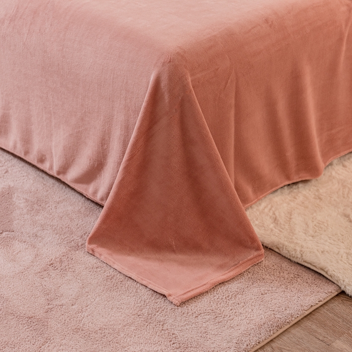 91家纺网 家纺一手货源 找家纺 印季家纺 2025新款华夫格牛奶绒花边四件套 豆沙