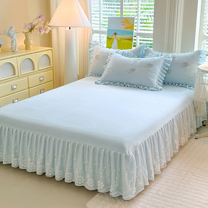 91家纺网 家纺一手货源 找家纺 唐人居 2025新款加厚牛奶绒立体绣花四件套-花漾 花漾-浅蓝