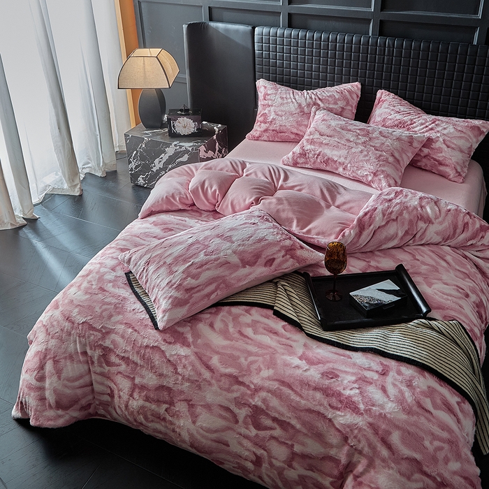 91家纺网 家纺一手货源 找家纺 （总）缘生活 2025新款消光仿兔毛绒印花绒四件套