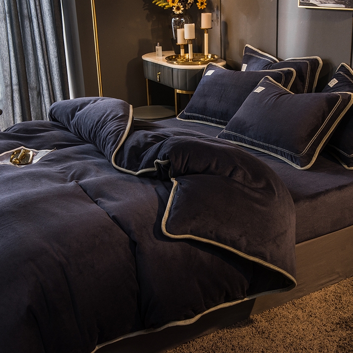 91家纺网 家纺一手货源 找家纺 （总）印季家纺 2025新款牛奶绒纯色包边四件套