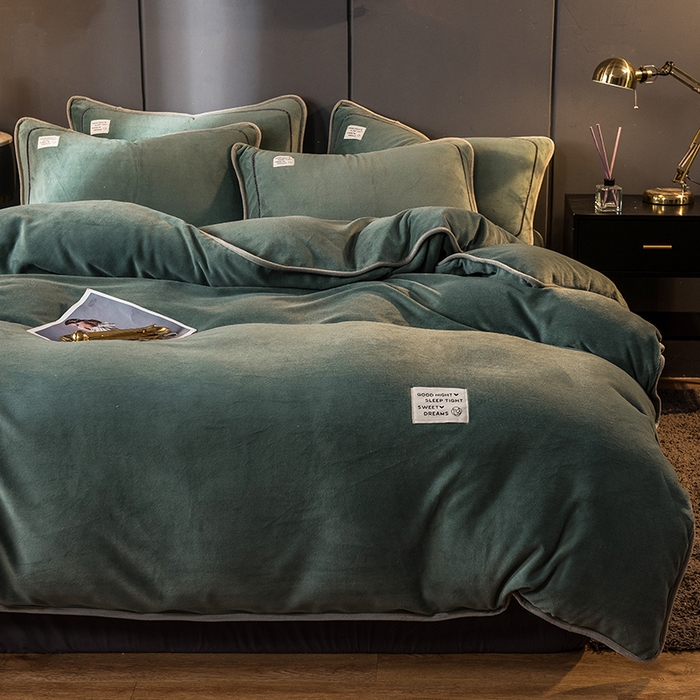 91家纺网 家纺一手货源 找家纺 （总）印季家纺 2025新款牛奶绒纯色包边四件套