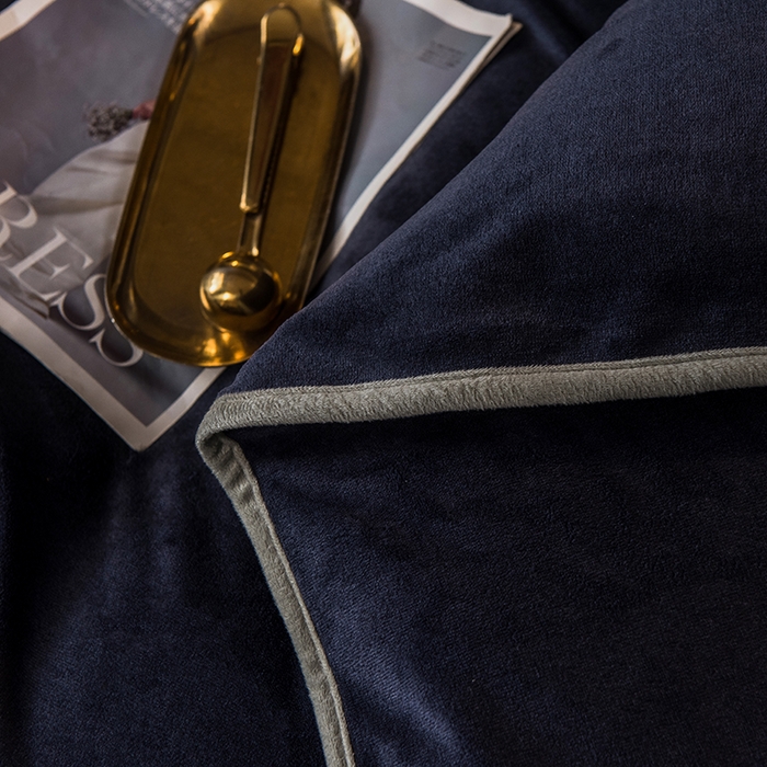 91家纺网 家纺一手货源 找家纺 印季家纺 2025新款牛奶绒纯色包边四件套 宝蓝